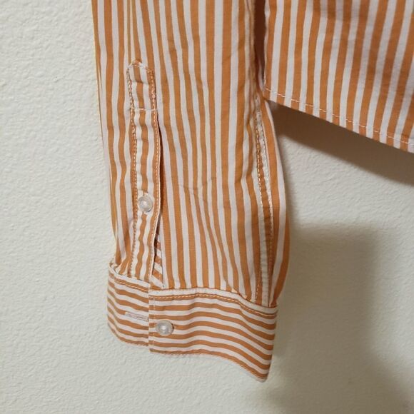 Hollister stretch botton down orange striped casual shirt Women size - Picture 4 of 7